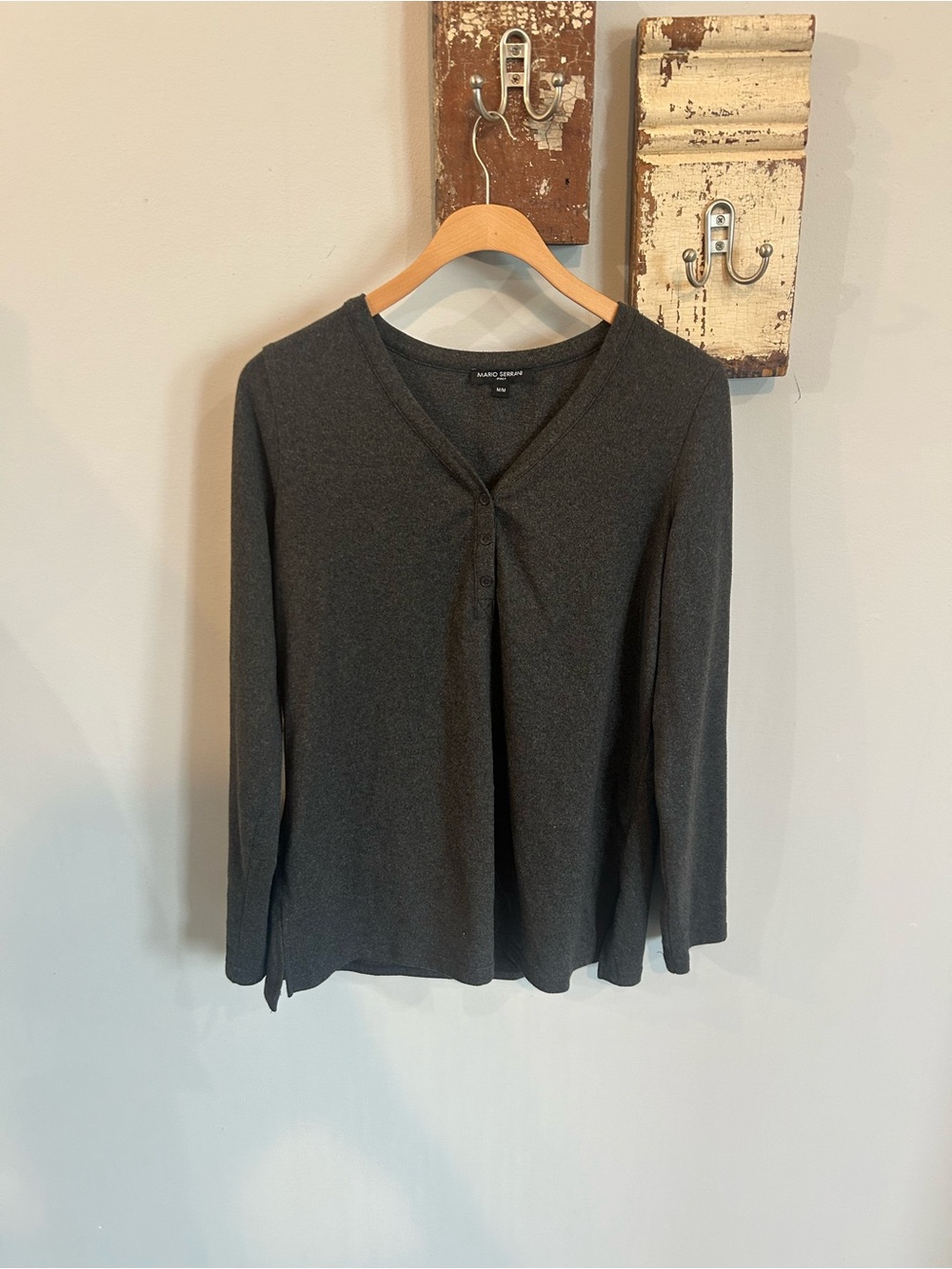 Mario Serrani Womens Dressy V-Neck Top Long Sleeves Pullover